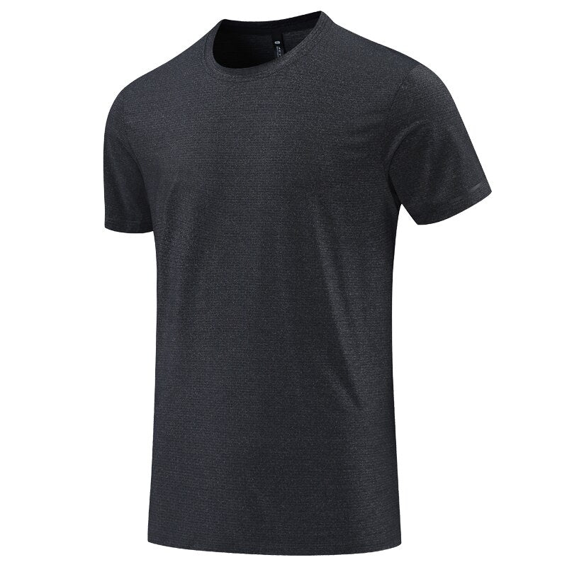 Men Running Short Sleeve Casual Sport Fitness Shirts Quick Dry Black T-shirt