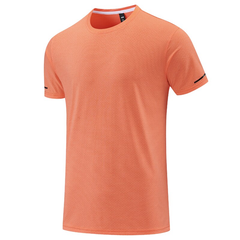 Men Running Short Sleeve Casual Sport Fitness Shirts Quick Dry Orange T-shirt