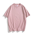 Summer Cotton T-shirt Men Short Sleeve Crewneck Colorful Pink T Shirt
