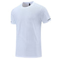Men Running Short Sleeve Casual Sport Fitness Shirts Quick Dry White T-shirt