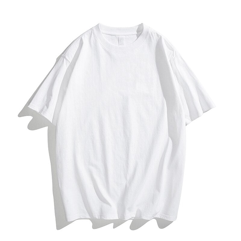 Summer Cotton T-shirt Men Short Sleeve Crewneck Colorful White T Shirt