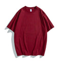 Summer Cotton T-shirt Men Short Sleeve Crewneck Colorful Burgundy T Shirt